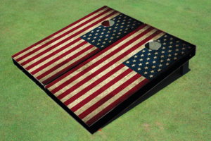 Picture of an American Flag Cornhole Board set 