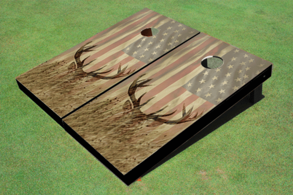 Photo of American Flag with Deer Cornhole set