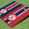 photo of boston red sox alternating long stripe cornhole boards