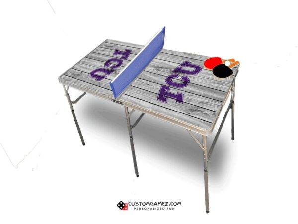 Custom TCU Horned Frogs ping pong table with TCU logo - Made in USA folding portable